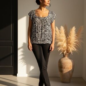 Michael Kors Zebra Print Blouse - Black and White